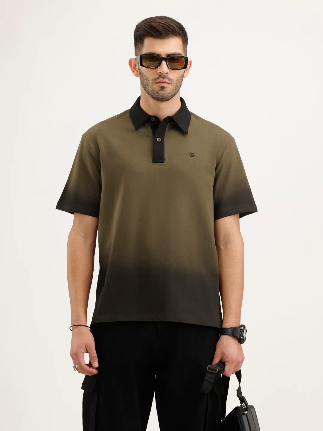 Men's Green Casual Comfort Fit Gradient Polo Tshirt
