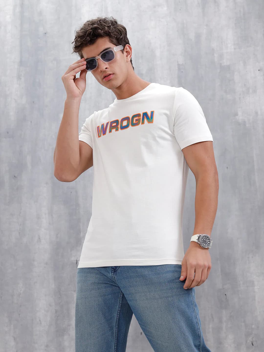 Men's White Slim Fit Iridescent Holographic Tshirt