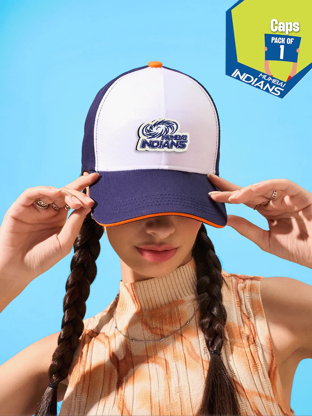 Hexafun x MI Unisex Blue & White Mute Fit Velcro Cap - Pack of 1