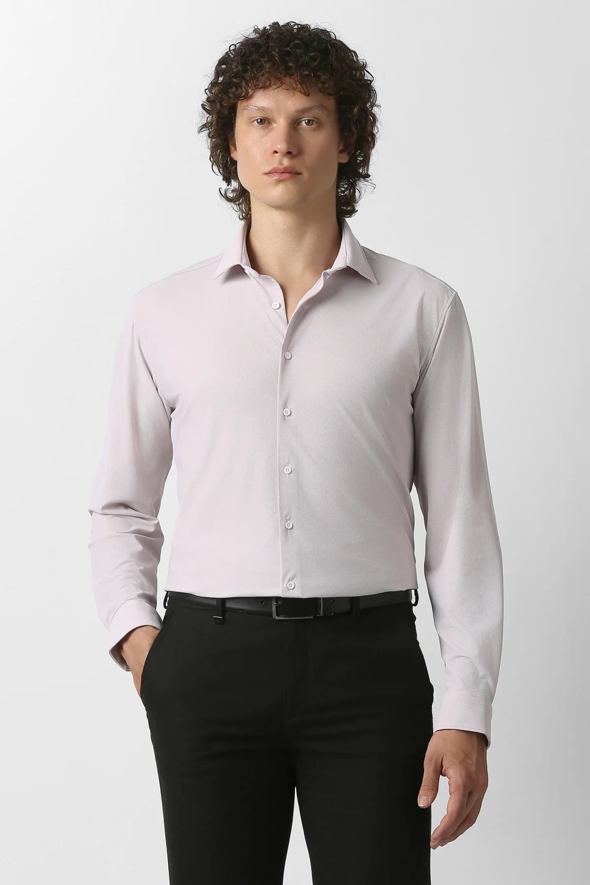 Men's Pink Formal Slim Fit Solid Full Sleeves Shirt