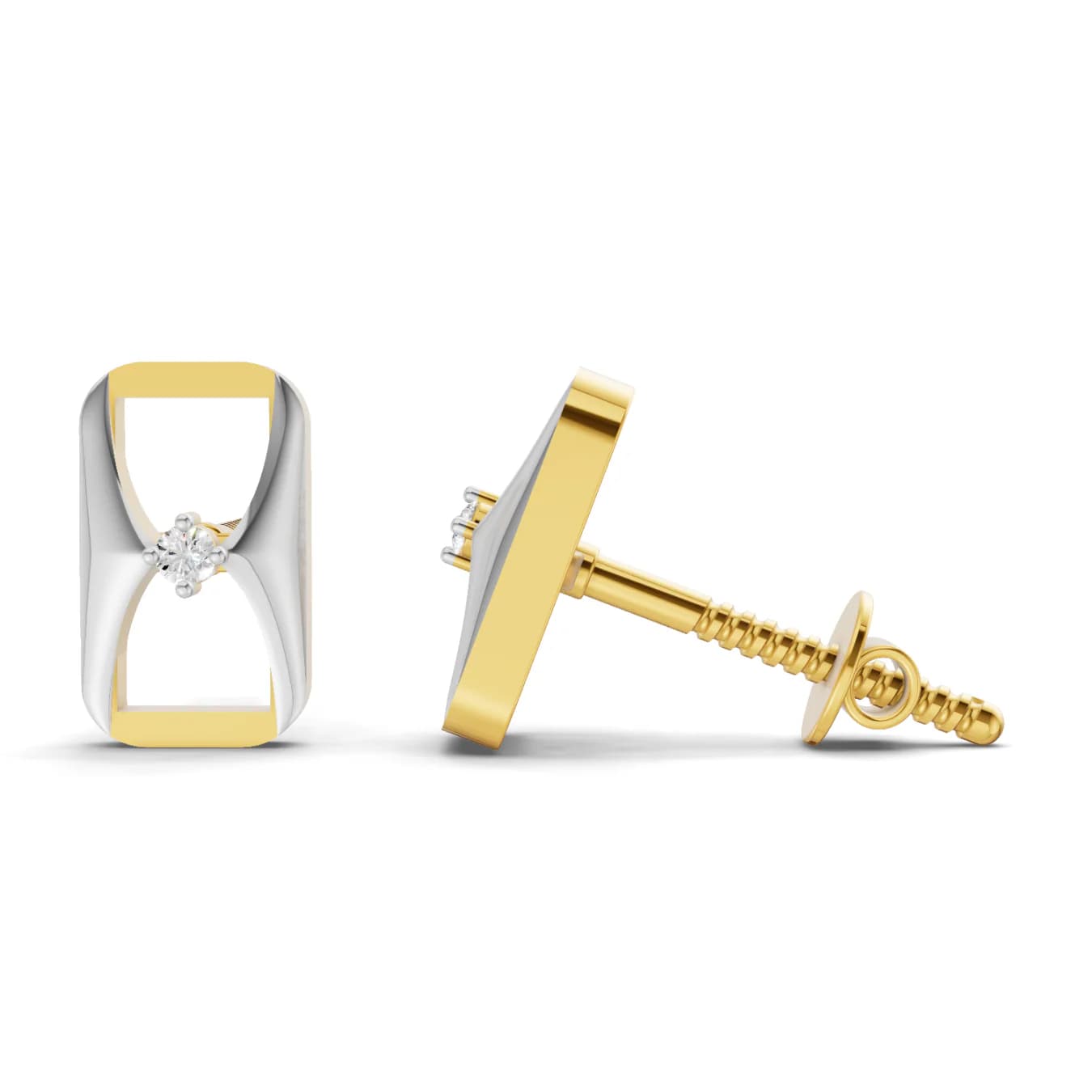 Women's Lab Grown 0.02 Carat F-G VS Quality Diamond 925 Sterling Silver Yellow Gold Plated Fashion Earrings