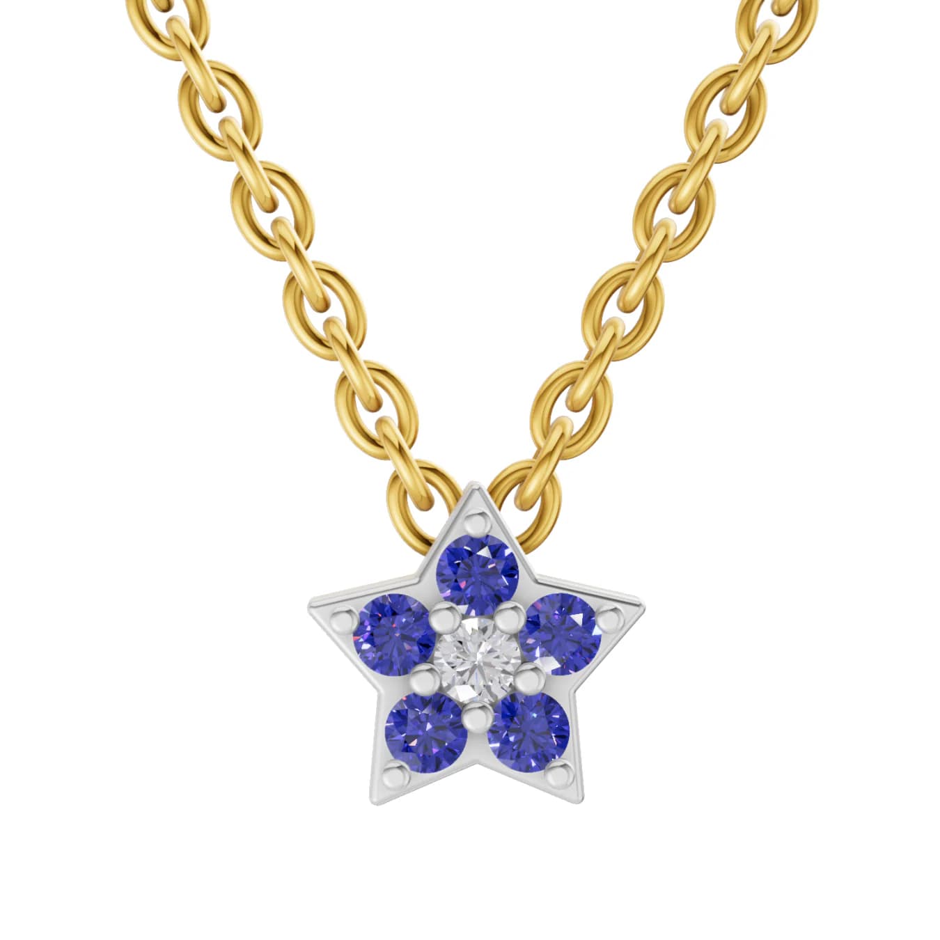 Women's Lab Grown Diamond 0.02 Carat F-G VS Quality Diamond 925 Sterling Silver Gold Plated Star Pendant Necklace
