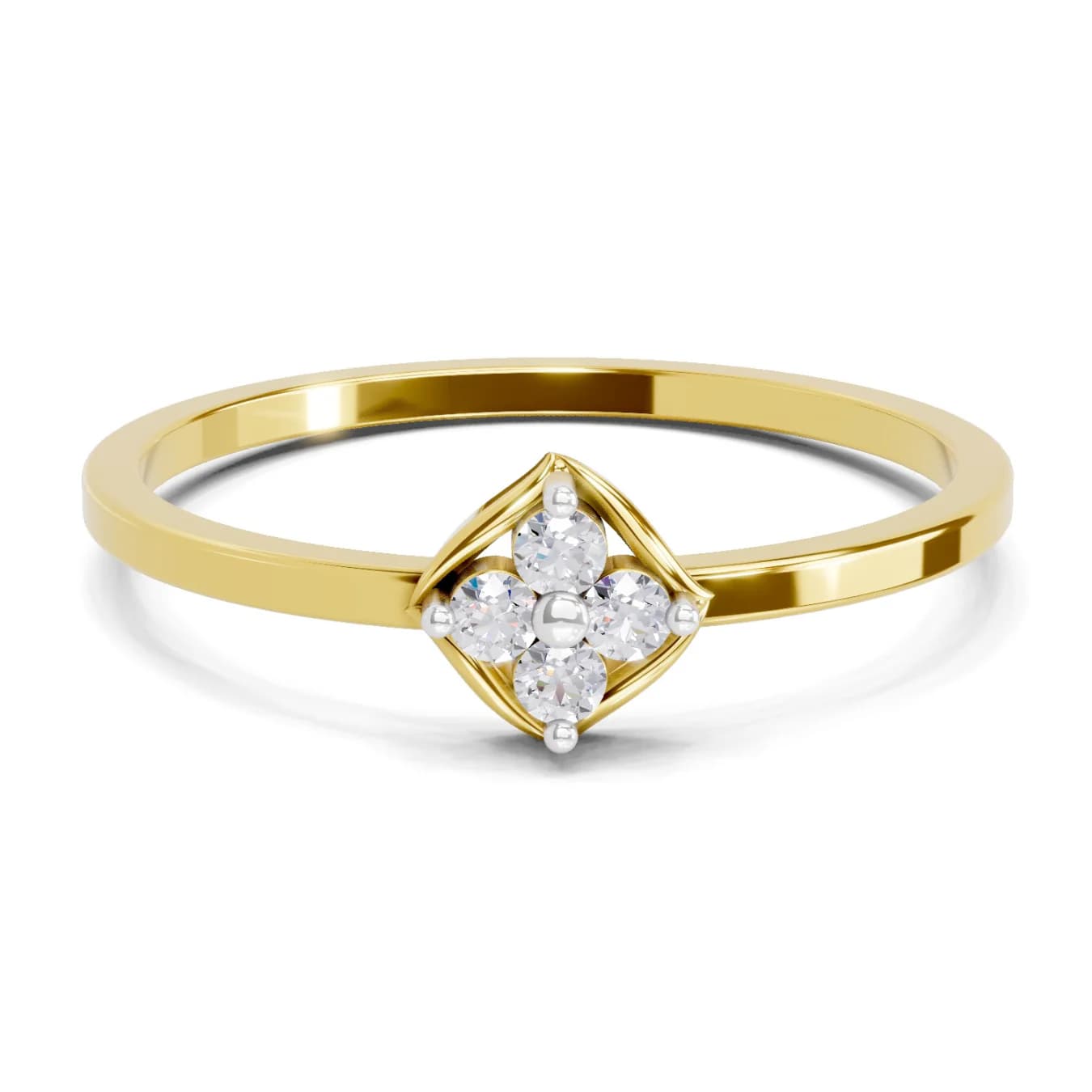 Women's Lab Grown Diamond 0.03 Carat F-G VS Quality 925 Sterling Silver Gold Plated Two-Stone Marquise Ring - Size-10