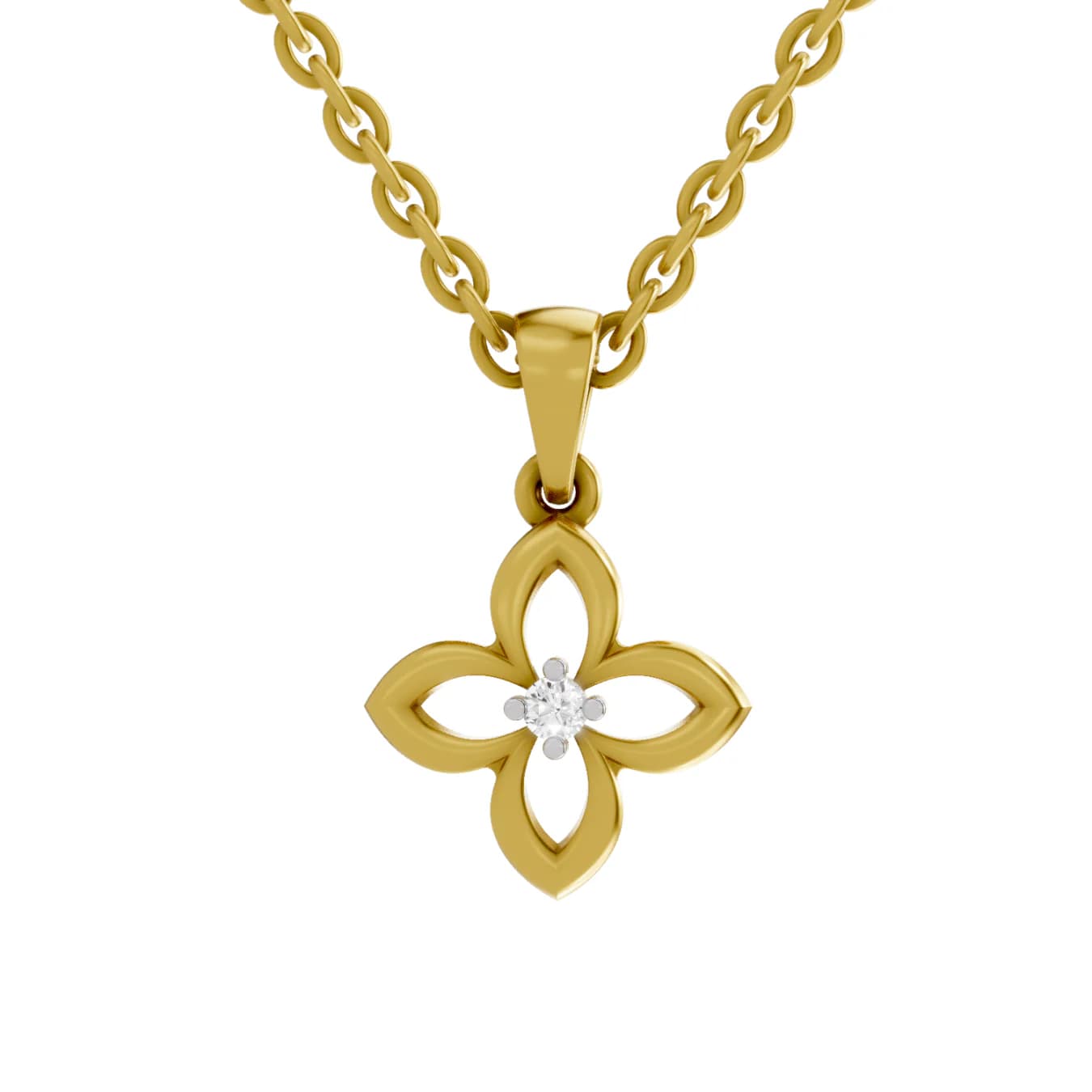 Women's Lab Grown Diamond 0.02 Carat 925 Sterling Silver Gold Plated Star Pendant Necklace