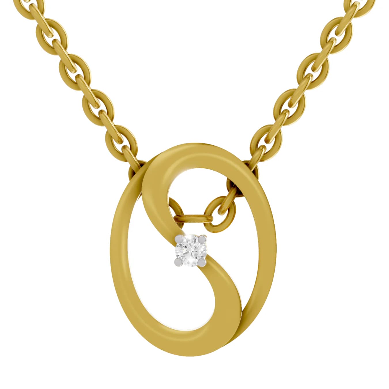Women's Lab Grown Diamond 0.04CT 925 Sterling Silver Gold Plated Round Shape Pendant