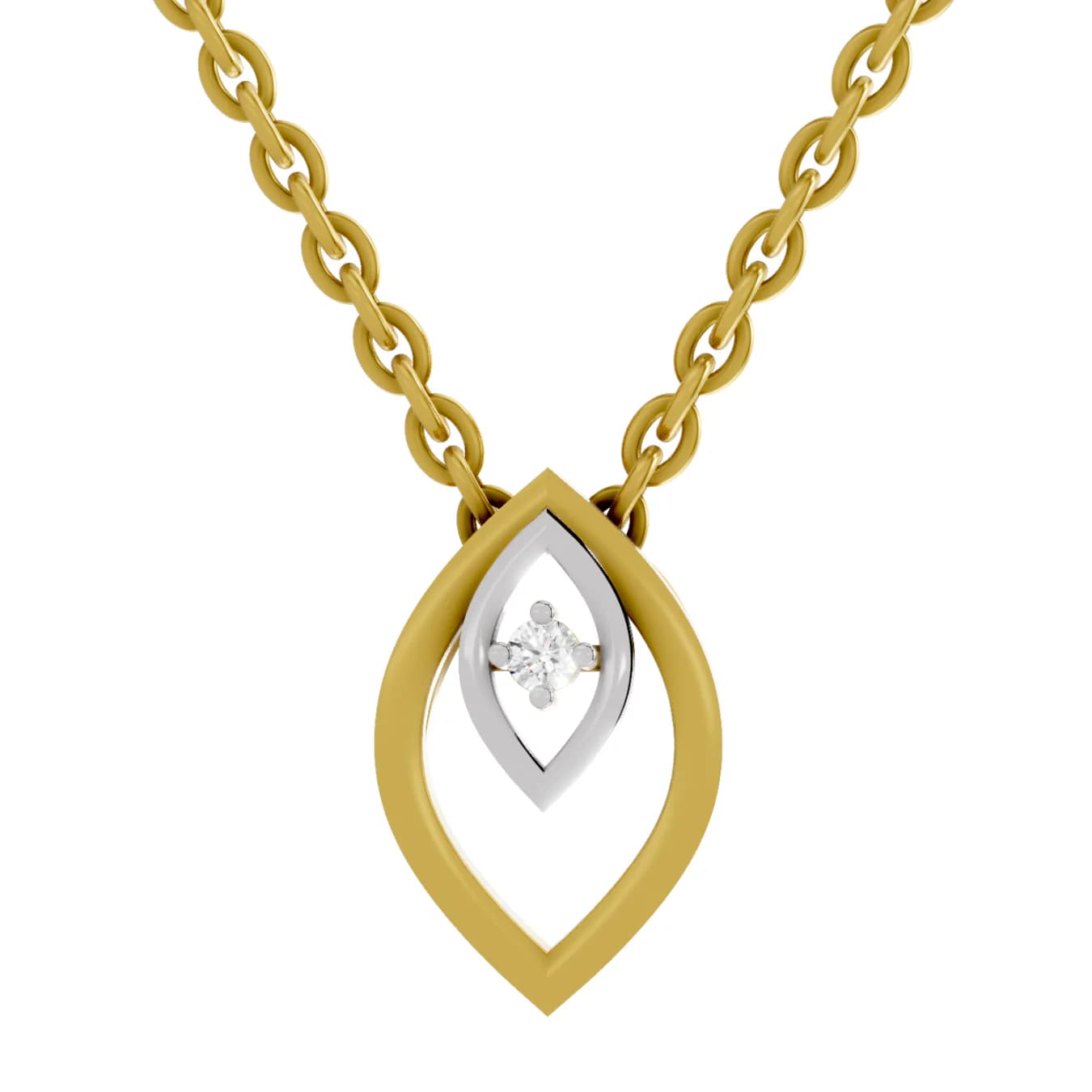 Women's Lab Grown Diamond 0.02 Carat 925 Sterling Silver Gold Plated Pear Shaped Pendant Necklace