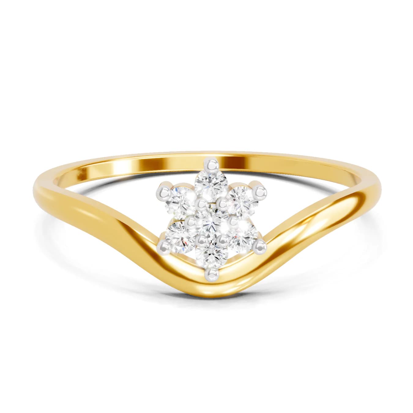 Women's Lab Grown Diamond 0.11 Carat IGI Certified F-G VS Quality 925 Sterling Silver Gold Plated Floral Ring - Size - 10