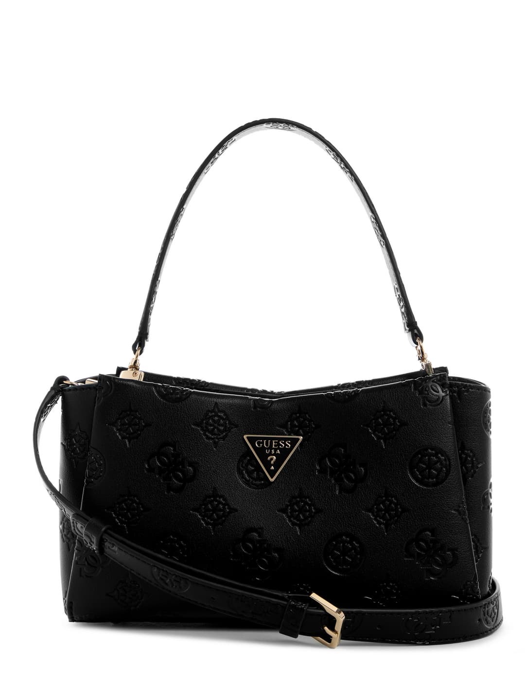 Women's Black Logo Embossed Monogram Tisha Crossbody Bag