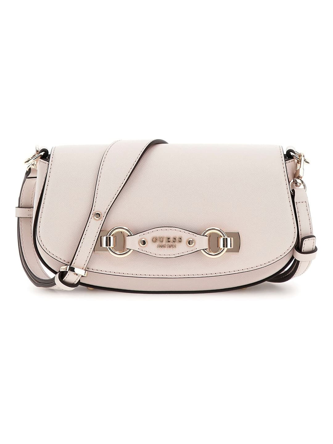 Women's White Textured Mimina Flap Crossbody Bag