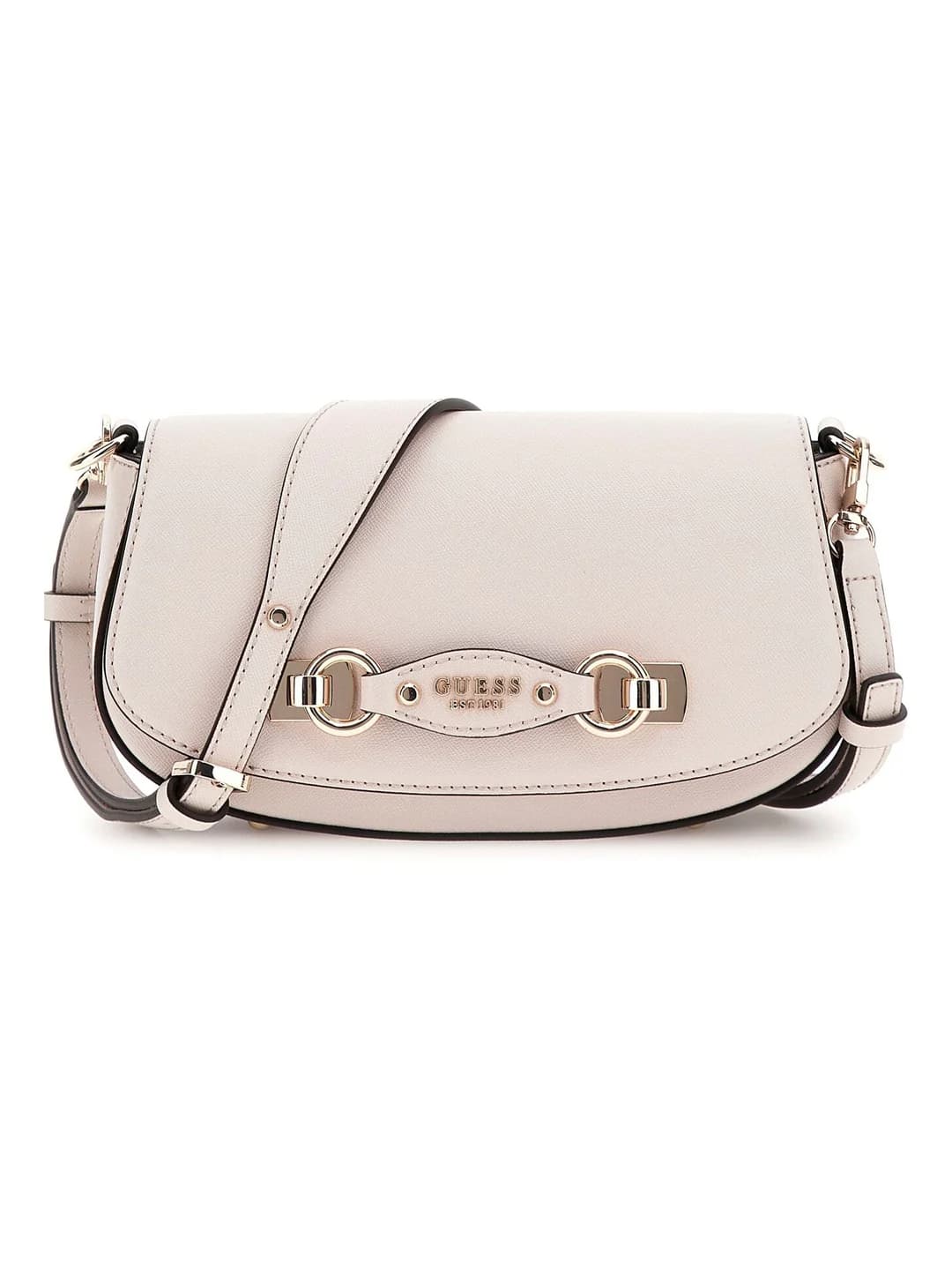 Women's White Textured Mimina Flap Crossbody Bag