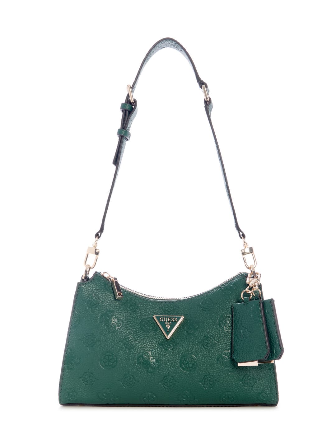 Women's Green Forest Logo Embossed Monogram Cresidia Top Zip Shoulder Bag