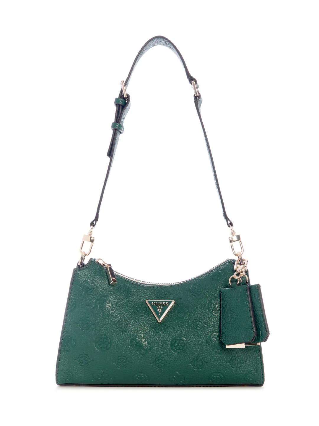 Women's Green Forest Logo Embossed Monogram Cresidia Top Zip Shoulder Bag