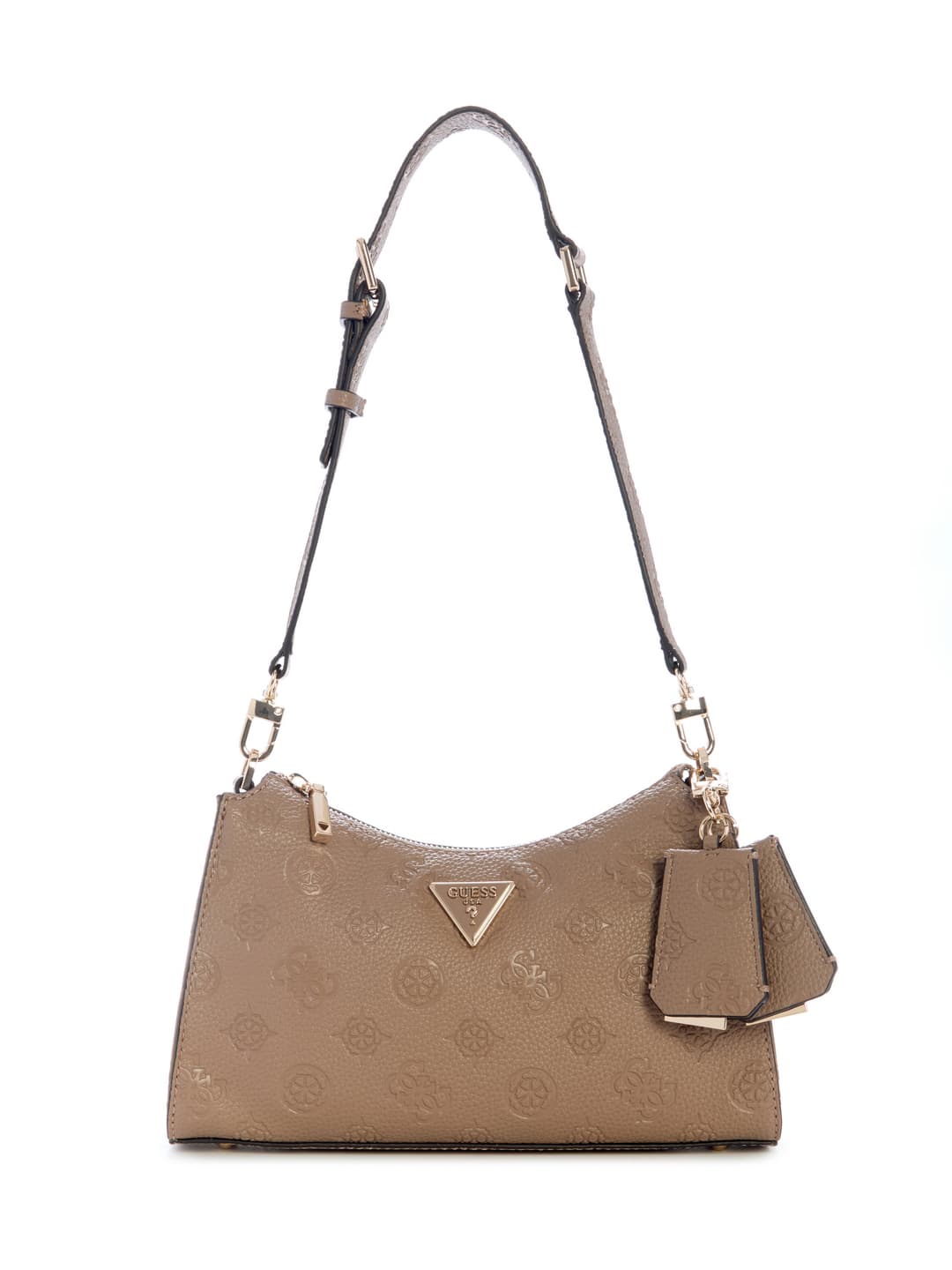 Women's Beige Logo Embossed Monogram Cresidia Top Zip Shoulder Bag