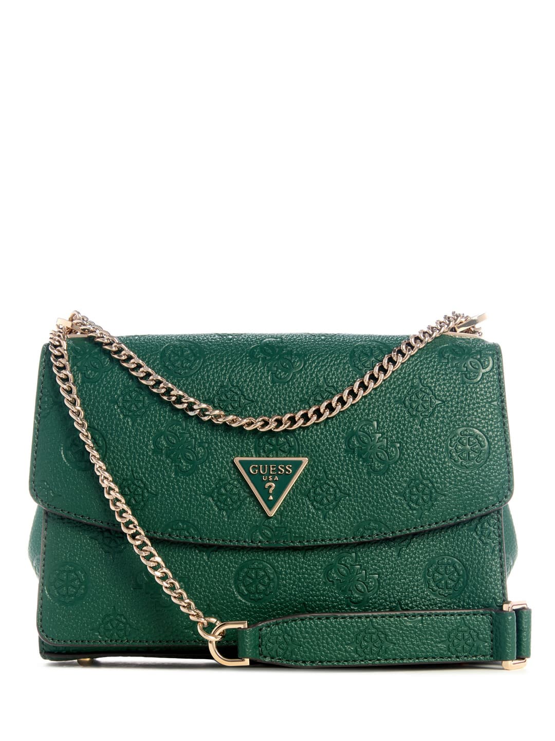 Women's Green Forest Logo Embossed Monogram Cresidia Crossbody Bag