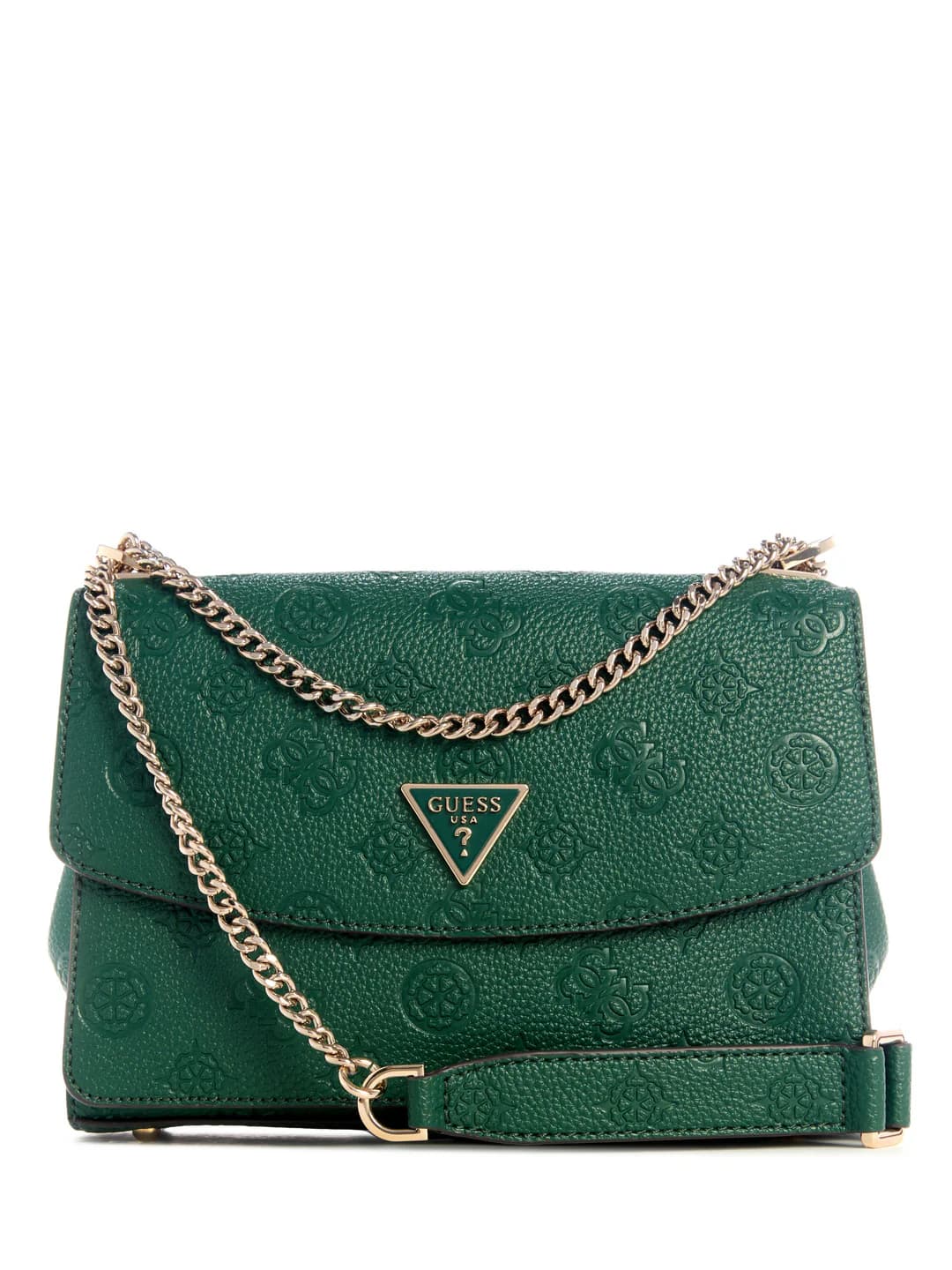 Women's Green Forest Logo Embossed Monogram Cresidia Crossbody Bag