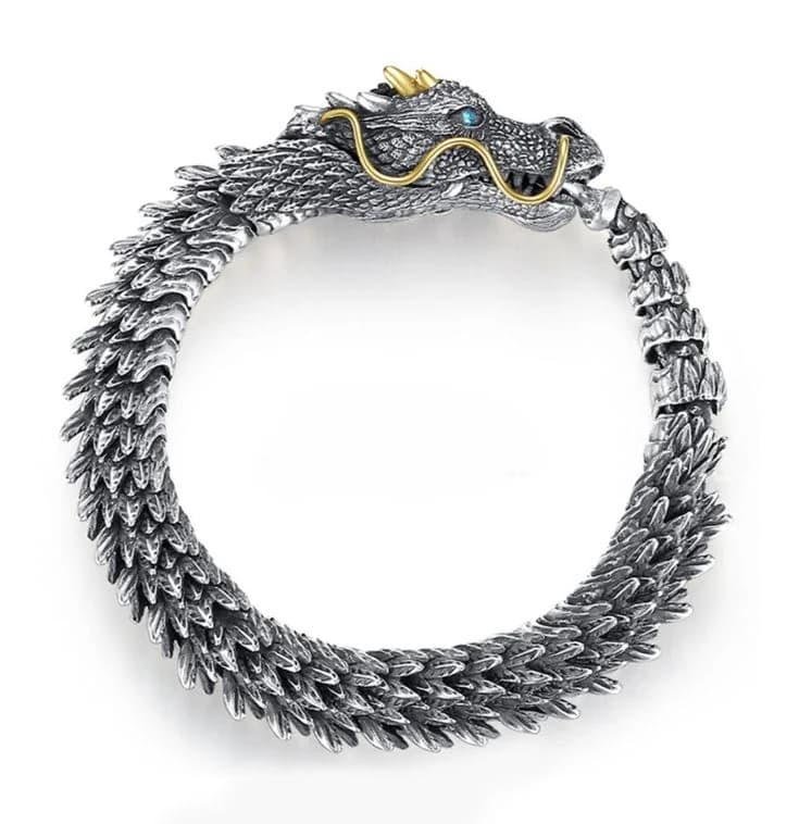 Men's and Boys Dragon Got 12 Mm Pure Copper Bracelet with Hook Buckle - 9 Inch