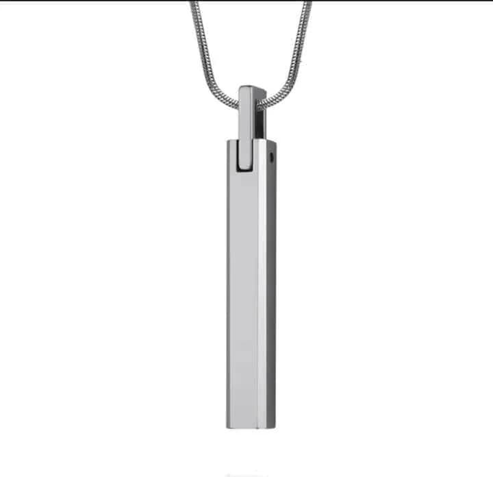 Men's and Boys Sleek Apex - Pure Titanium Steel Silver Bar Pendant with 24 Inch Snake Chain