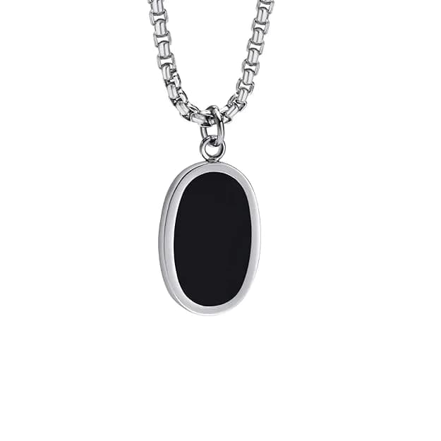 Men's and Boys Eclipse Black - Pure Titanium Steel Pendant with 24 Inch Round Box Chain