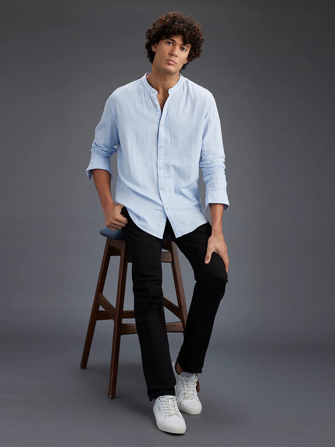 Men's Blue Casual Full Sleeves Shirt