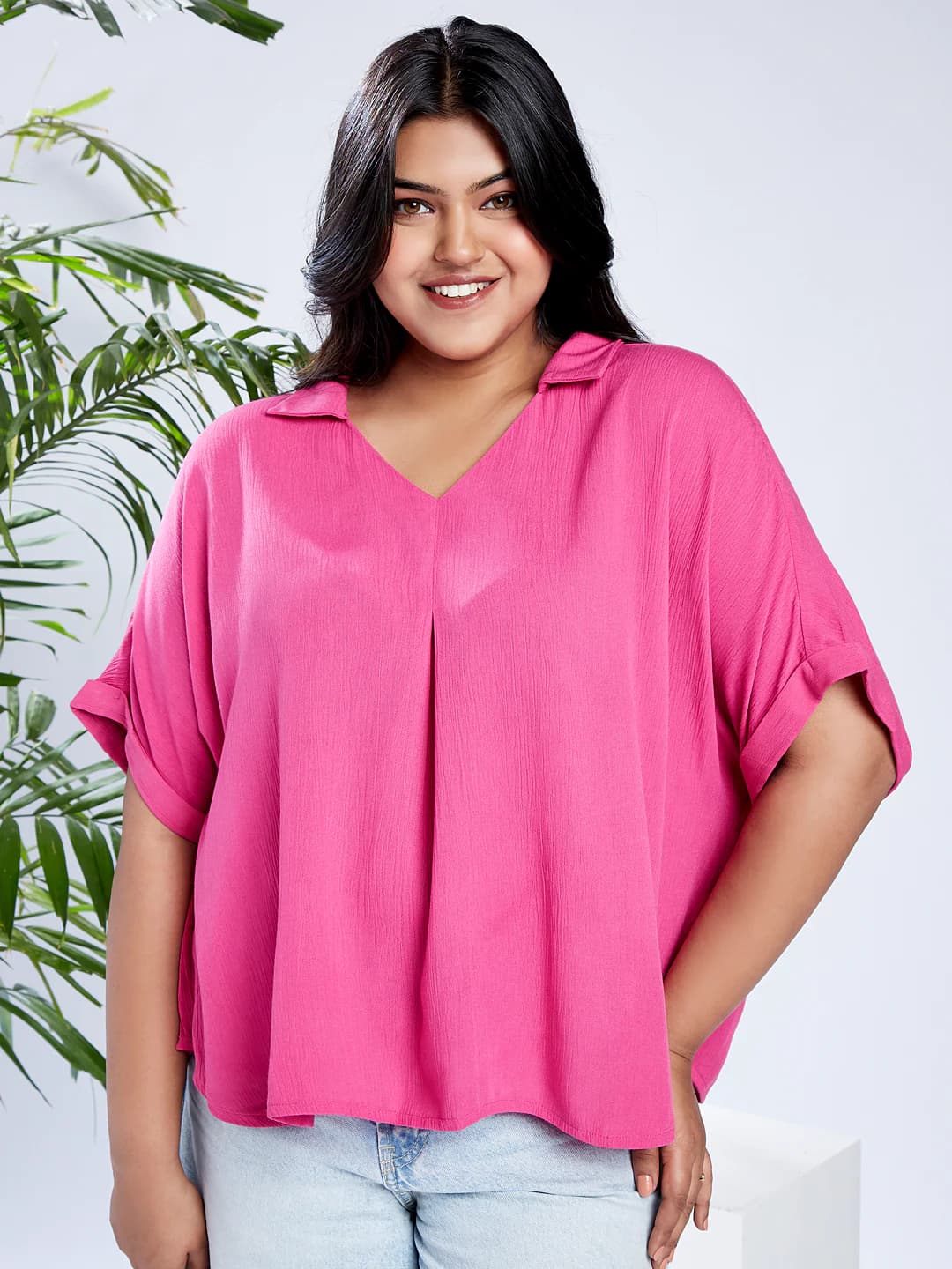 Women's Gloplus Pink Casual Self-Design Regular Fit Top