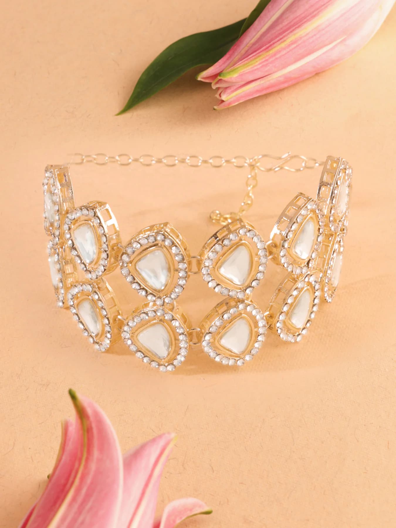 Women's Gold Tone Dazzling Austrian Diamonds and Stones Embellished Bracelet