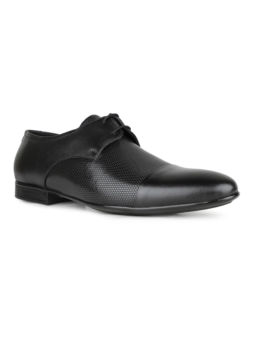 Men's Black Formal Leather Low-Top Derby Shoes