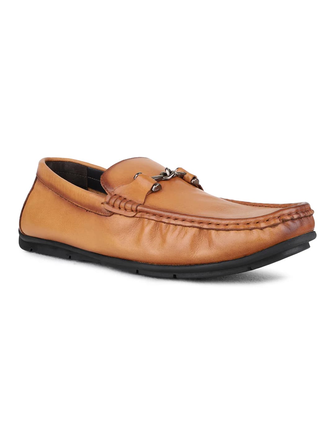 Men's Tan Casual Leather Low-Top Loafers