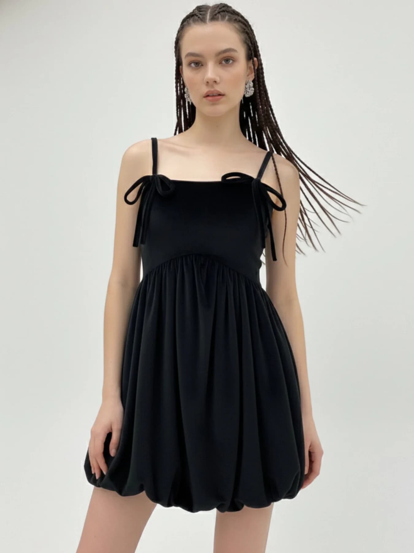 Women's Black Casual Bubblehem Dress