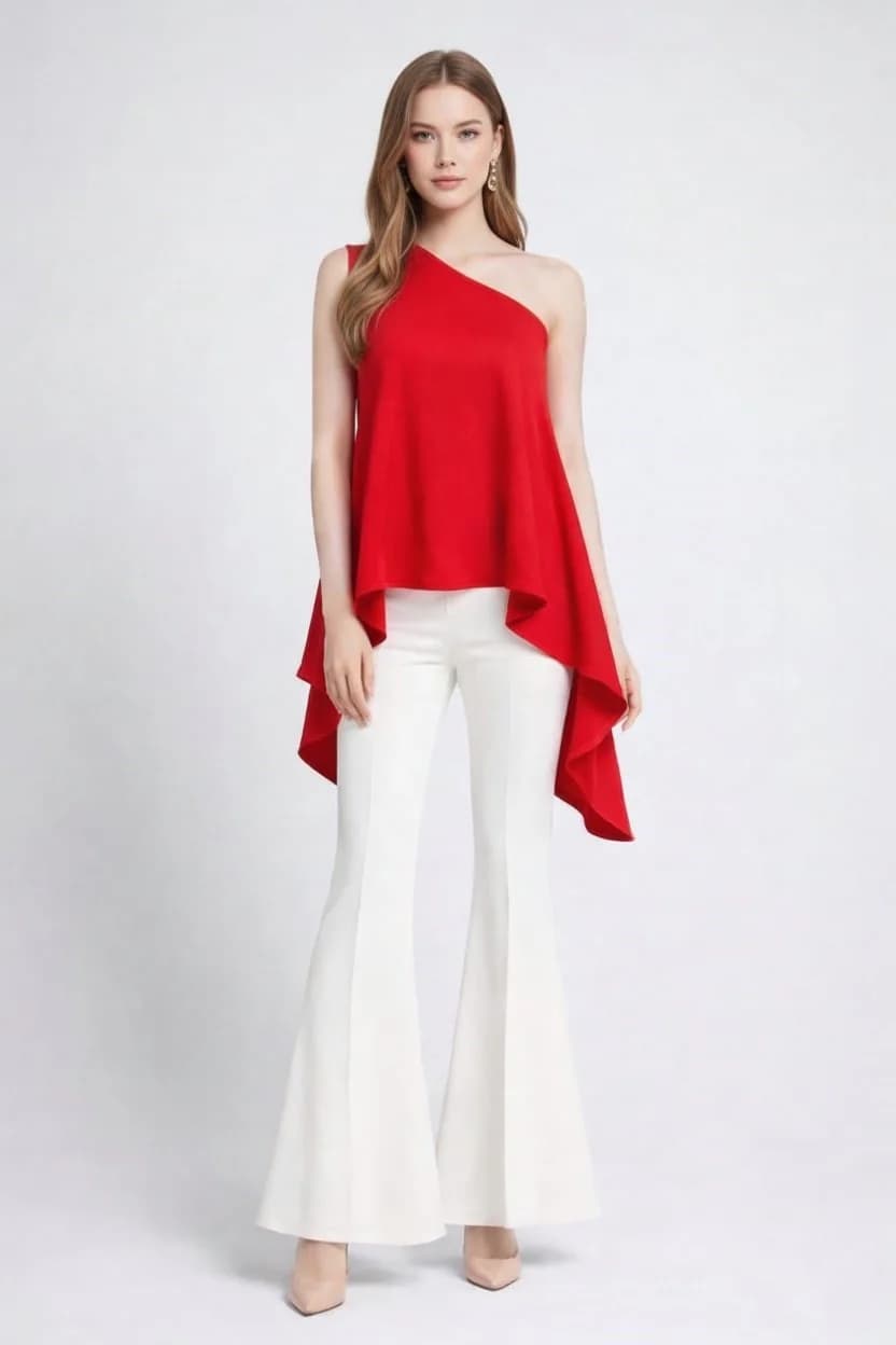 Women's Red Casual Sleeveless Top