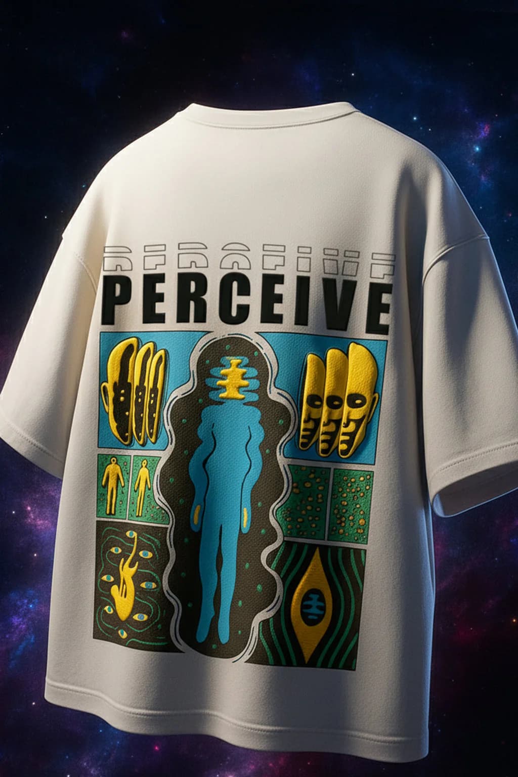 Men's White Casual Oversized Fit Half Sleeves Printed Tshirt