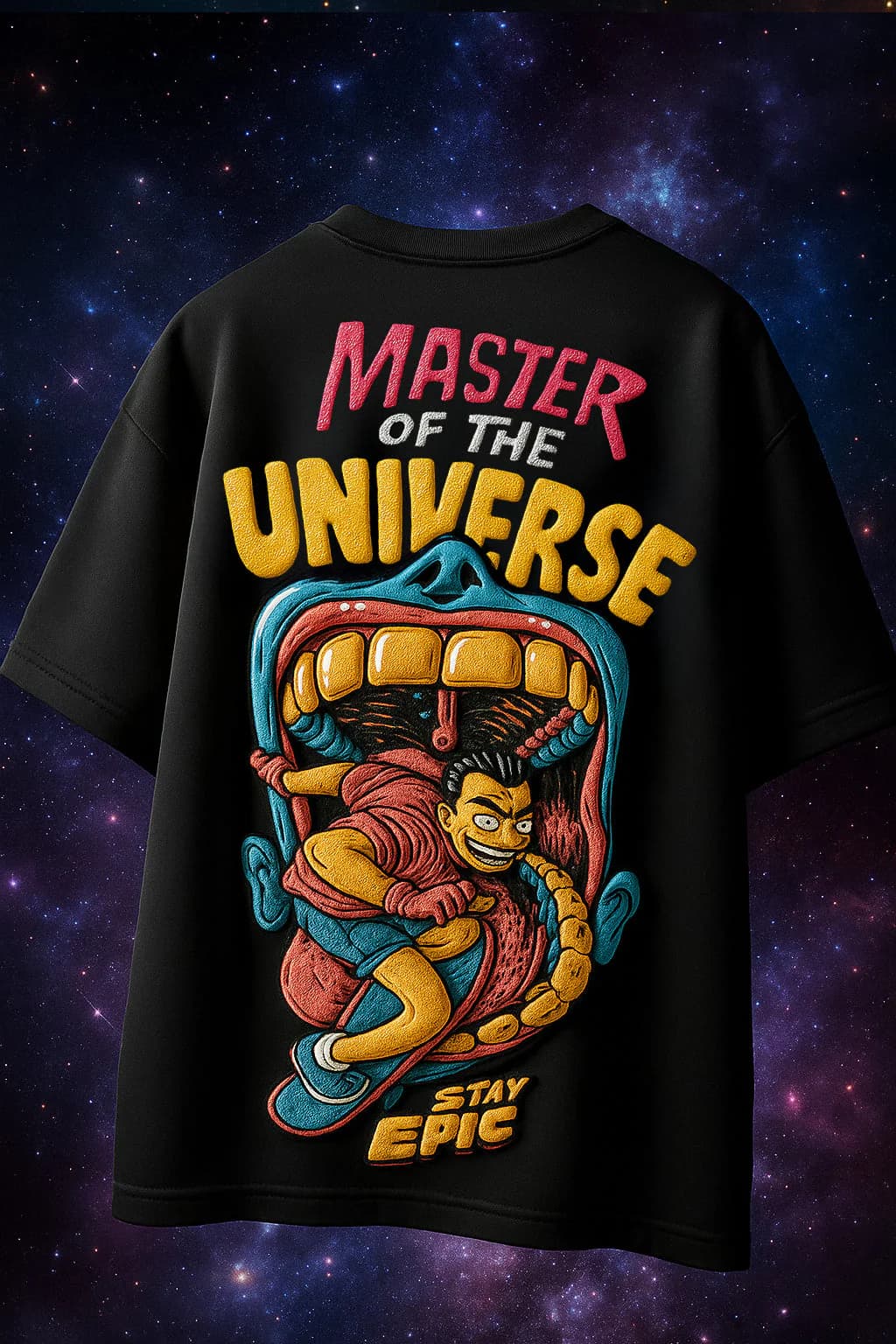 Men's Black Casual Oversized Fit Half Sleeves Printed Tshirt