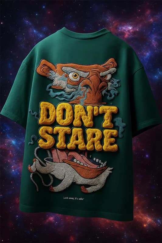 Men's Green Casual Oversized Fit Half Sleeves Printed Tshirt