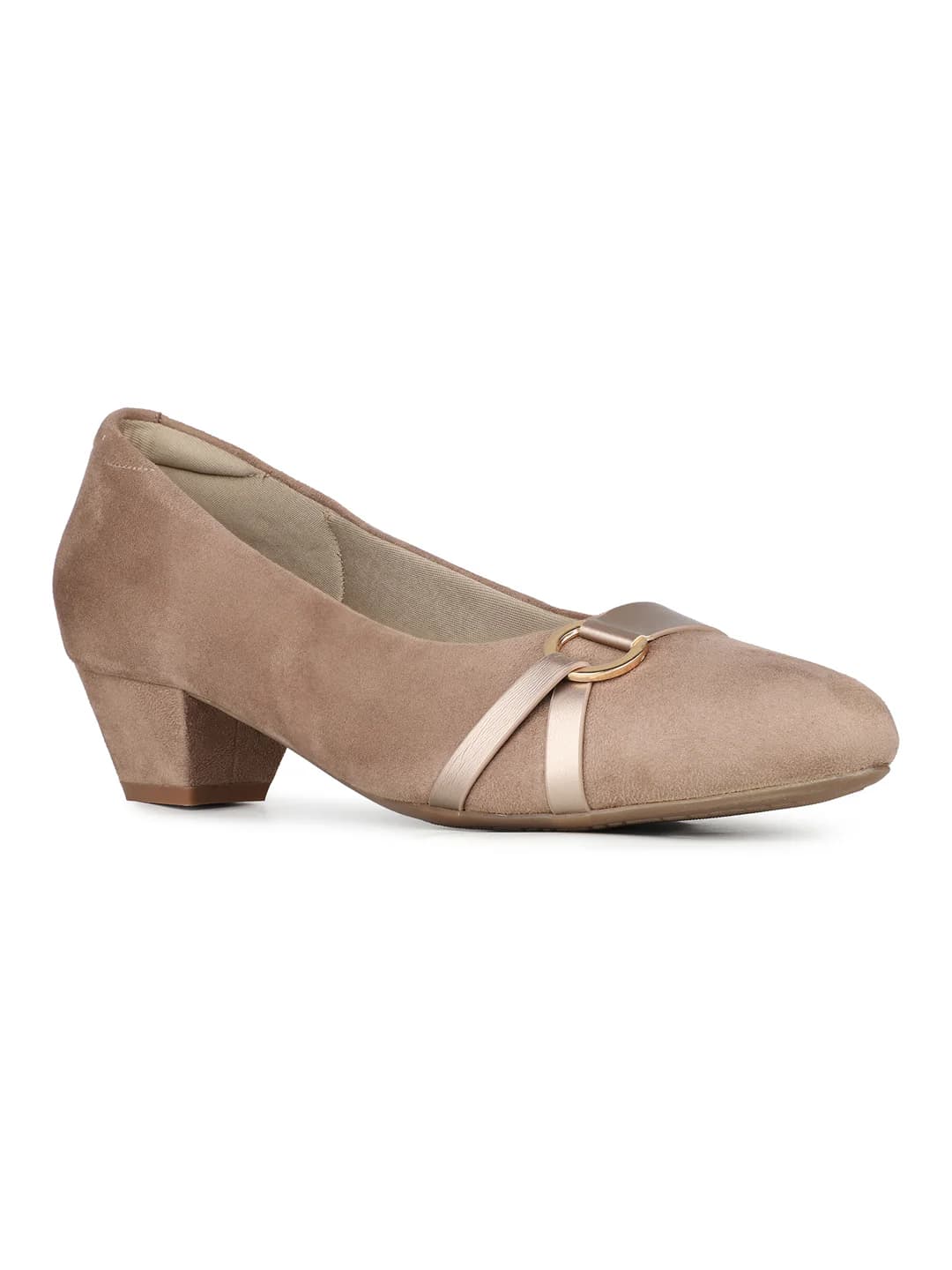 Women's Brown Casual Round Toe Pump Heels
