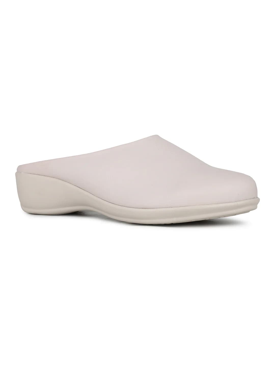Women's Cream Casual Round Toe Mules Sandals