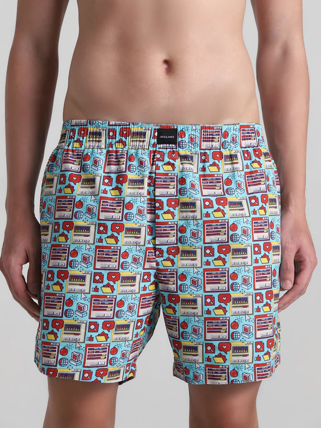 Men's Blue Casual Regular Fit Printed Low Rise Boxer