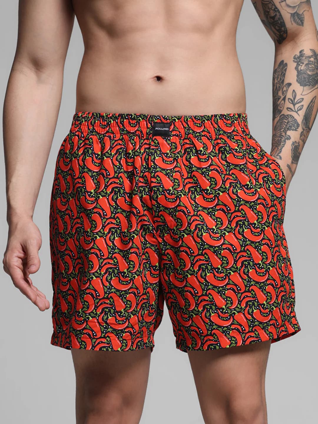Men's Orange Casual Regular Fit Printed Boxer