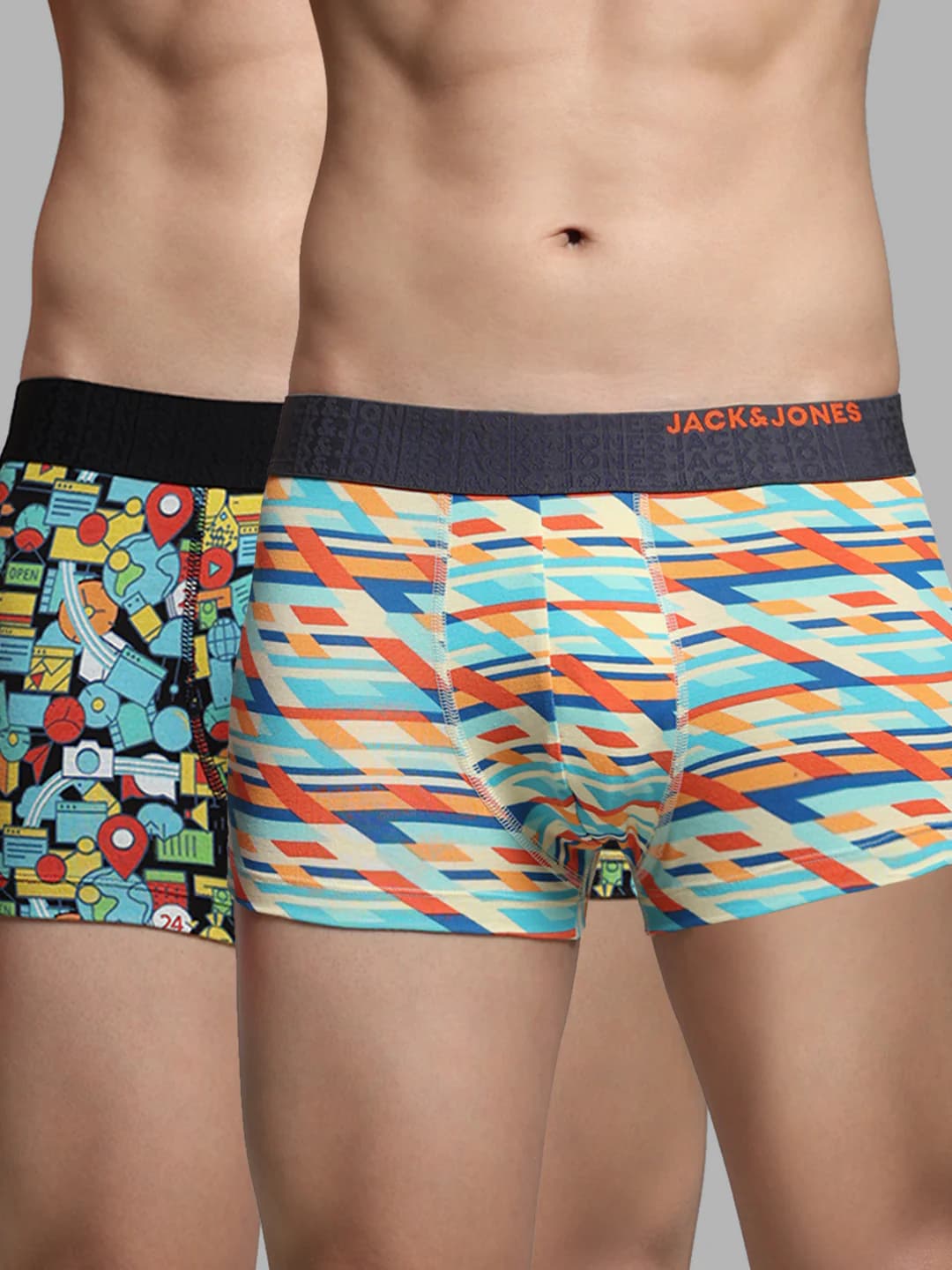 Men's Multicolor Casual Regular Fit Printed Trunk - Pack of 2