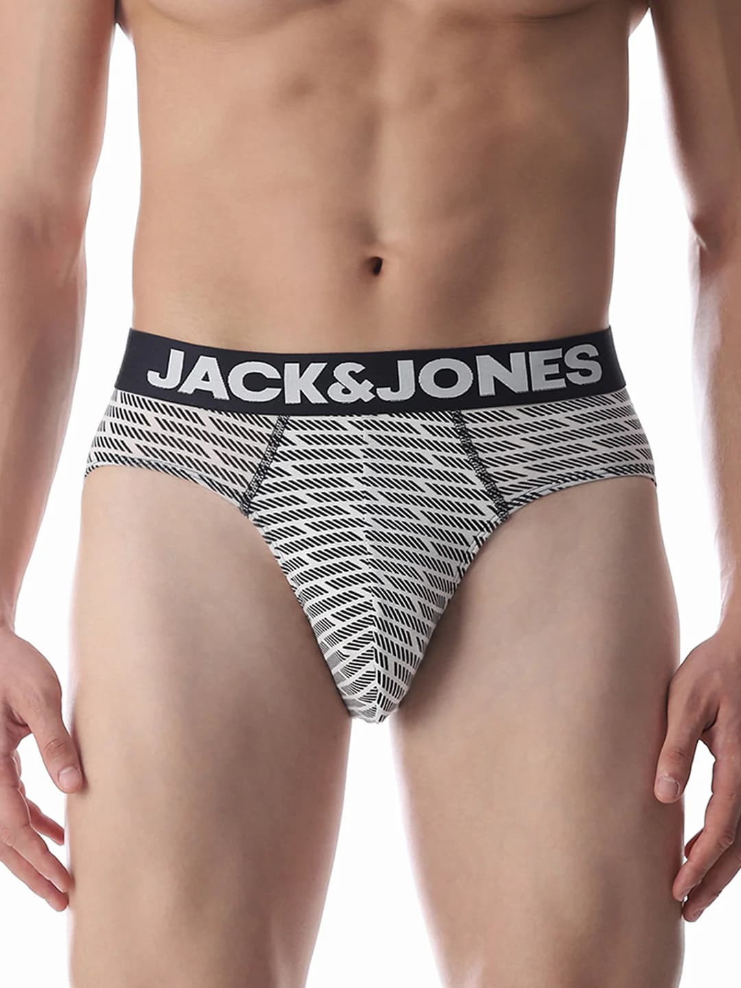 Men's White Casual Printed Brief