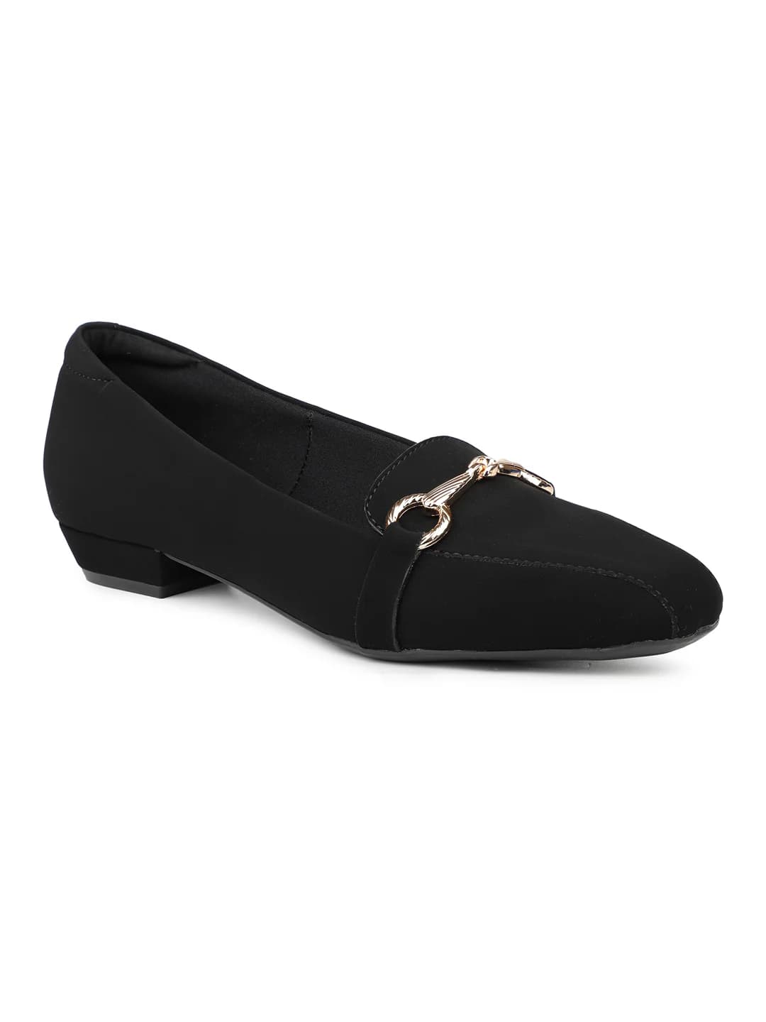Women Black Formal Pointy Toe Solid Flat Ballet