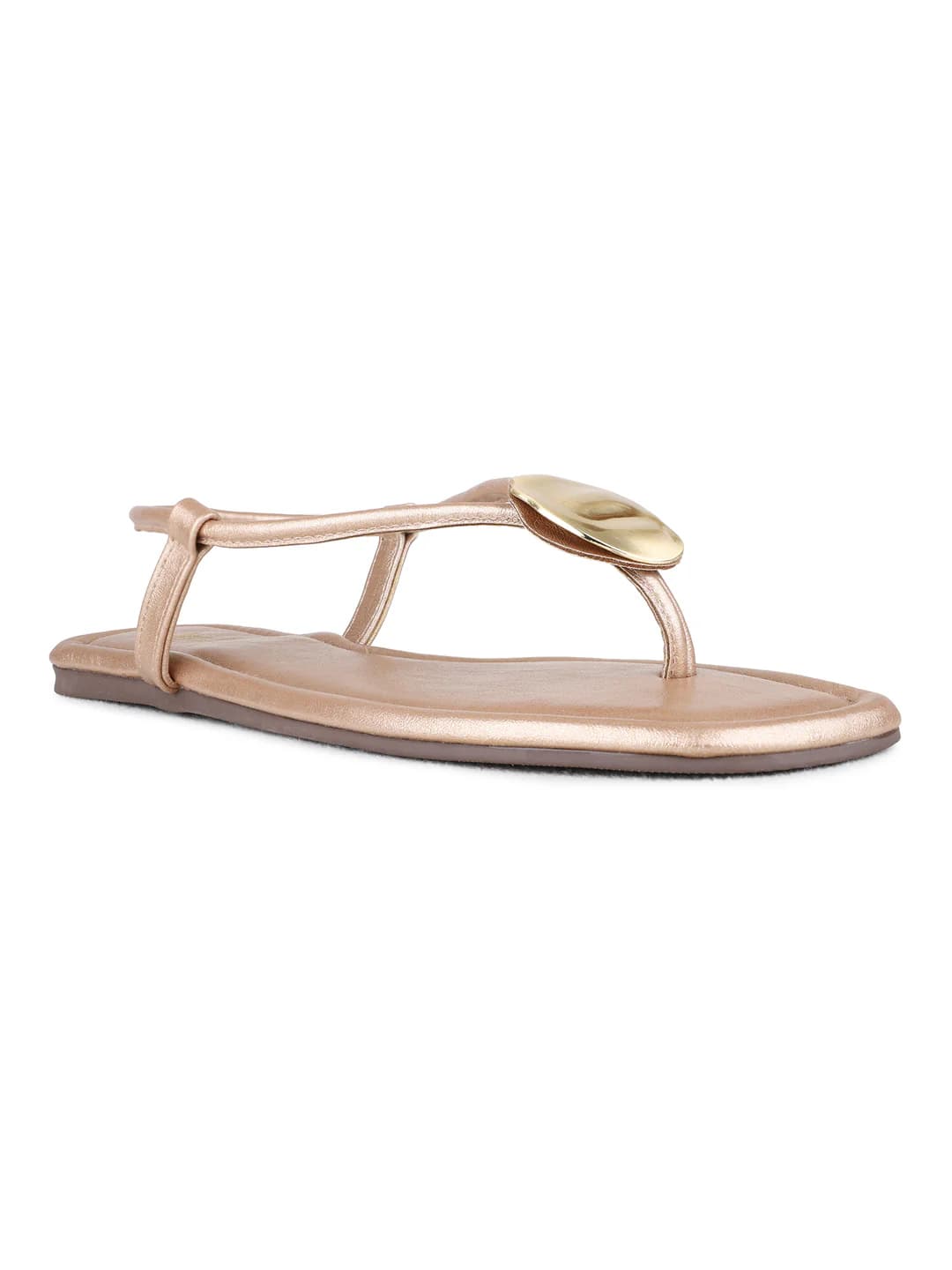 Women's Rose Gold Casual Round Toe Solid Slingback Sandals