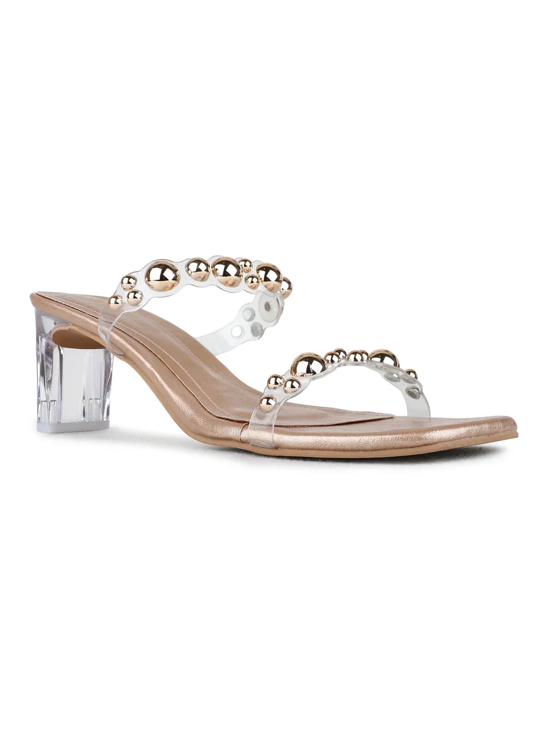 Women's Gold Traditional Square Toe Printed Slip-Ons Sandals