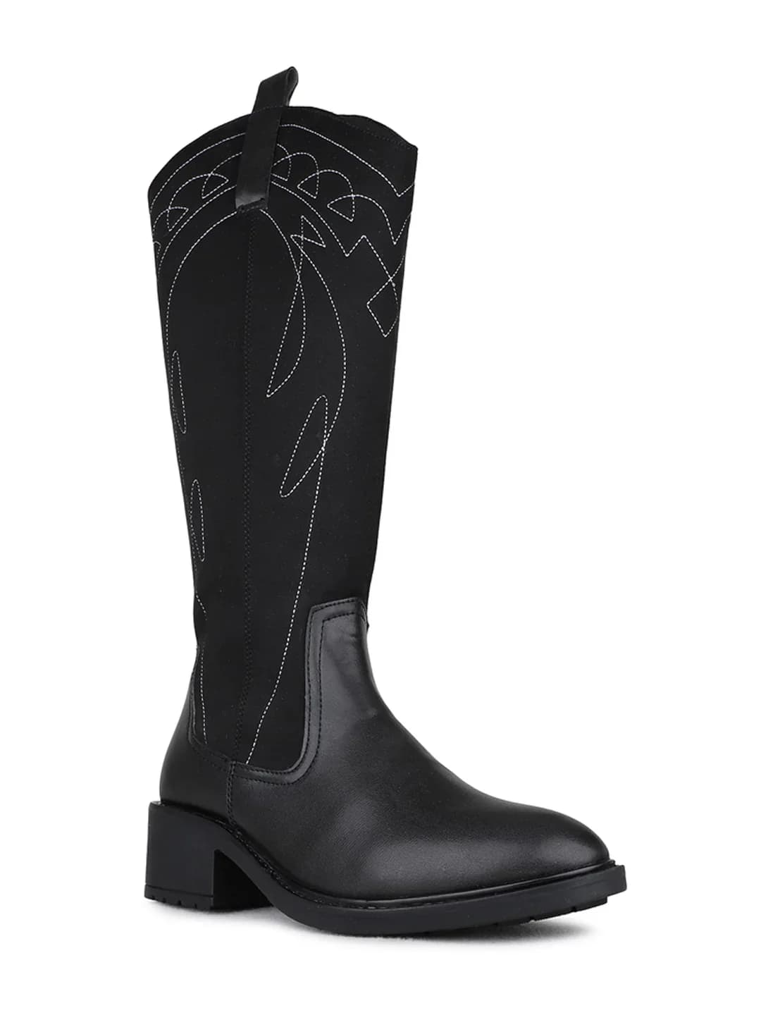 Women's Black Casual Round Toe Solid Ankle Boot