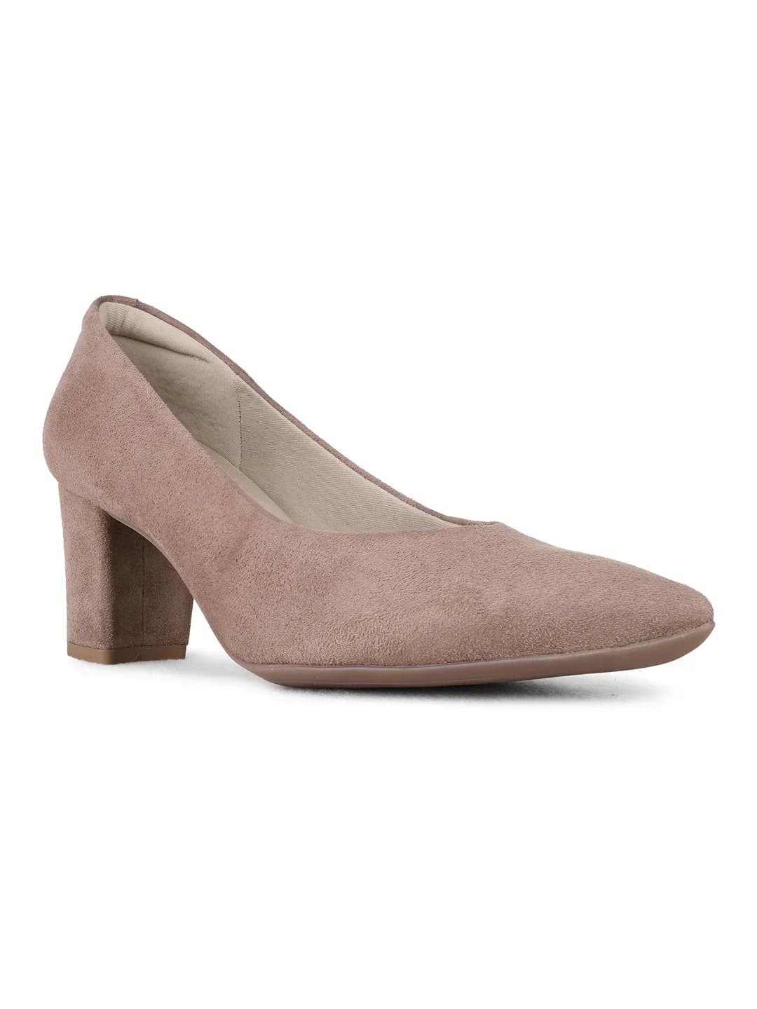 Women's Brown Casual Pointy Toe Solid Pump Heels