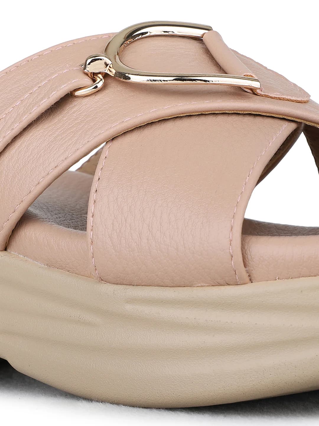 Women's Pink Casual Round Toe Solid Wedges Sandals
