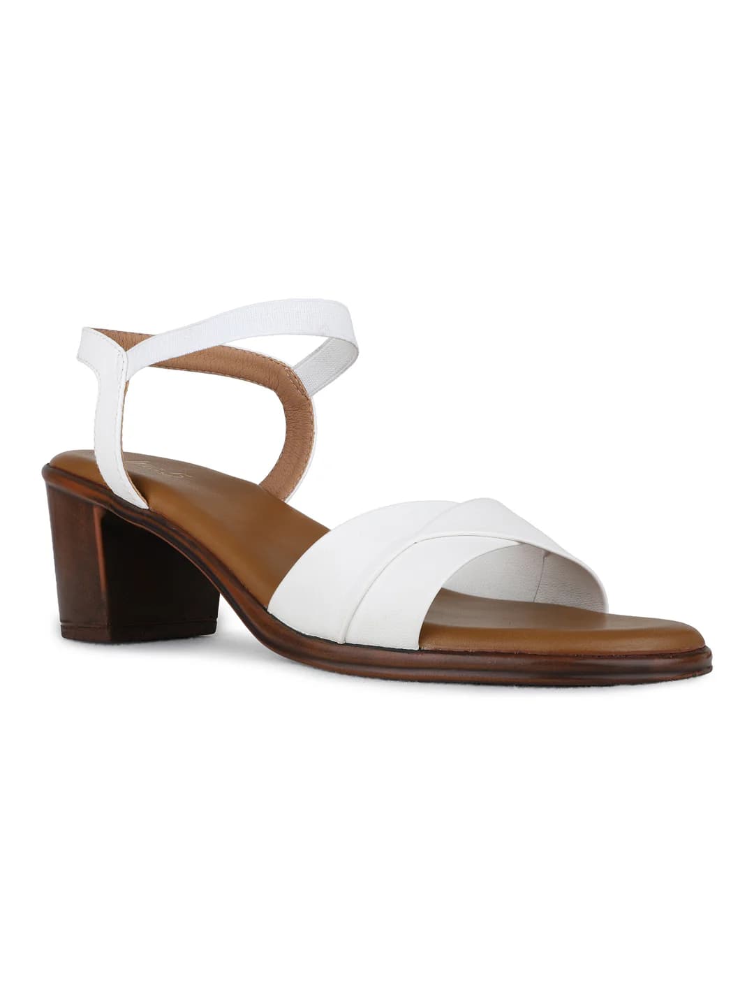 Women's White Casual Round Toe Solid Ankle Strap Sandals