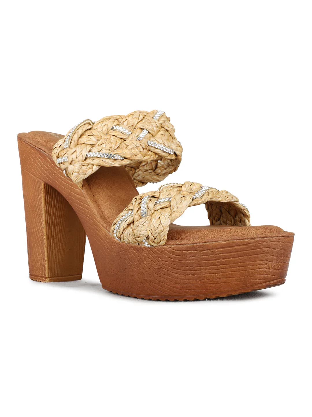 Women's Beige Casual Round Toe Solid Slip-Ons Sandals
