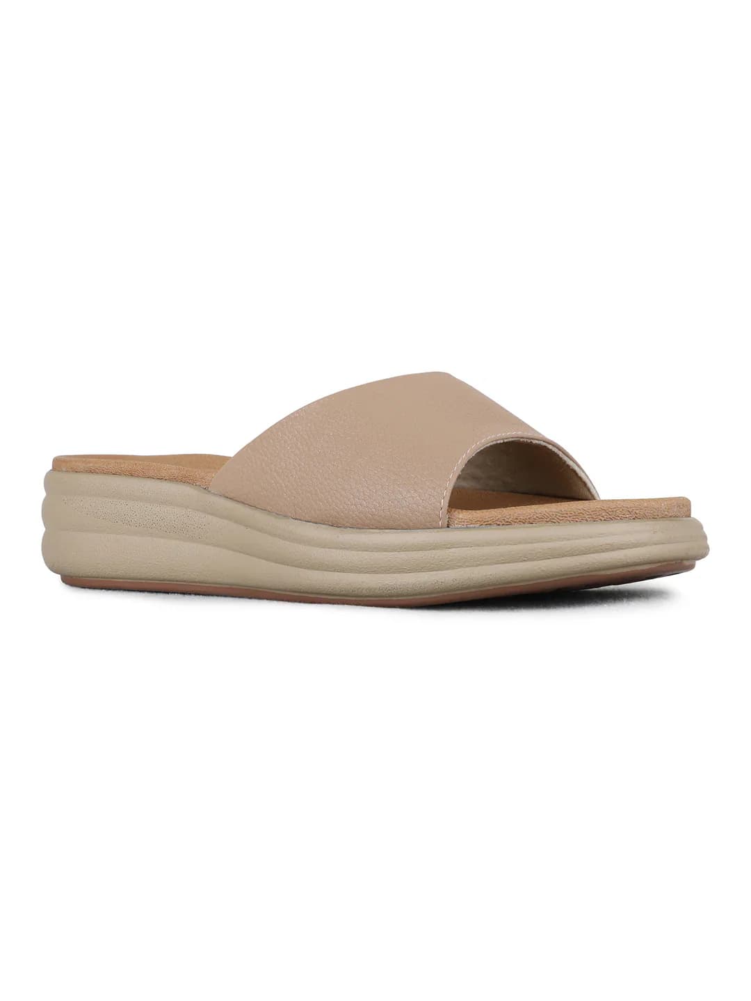 Women's Brown Casual Pointy Toe Solid Slides Sandals