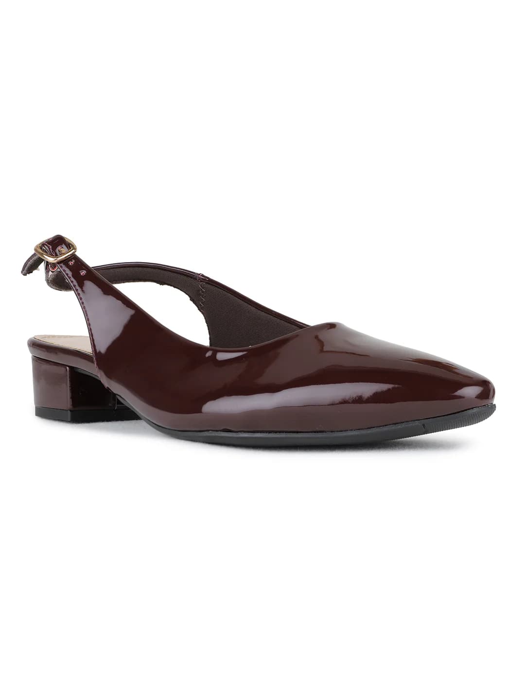 Women's Red Casual Pointy Toe Solid Flat Mules