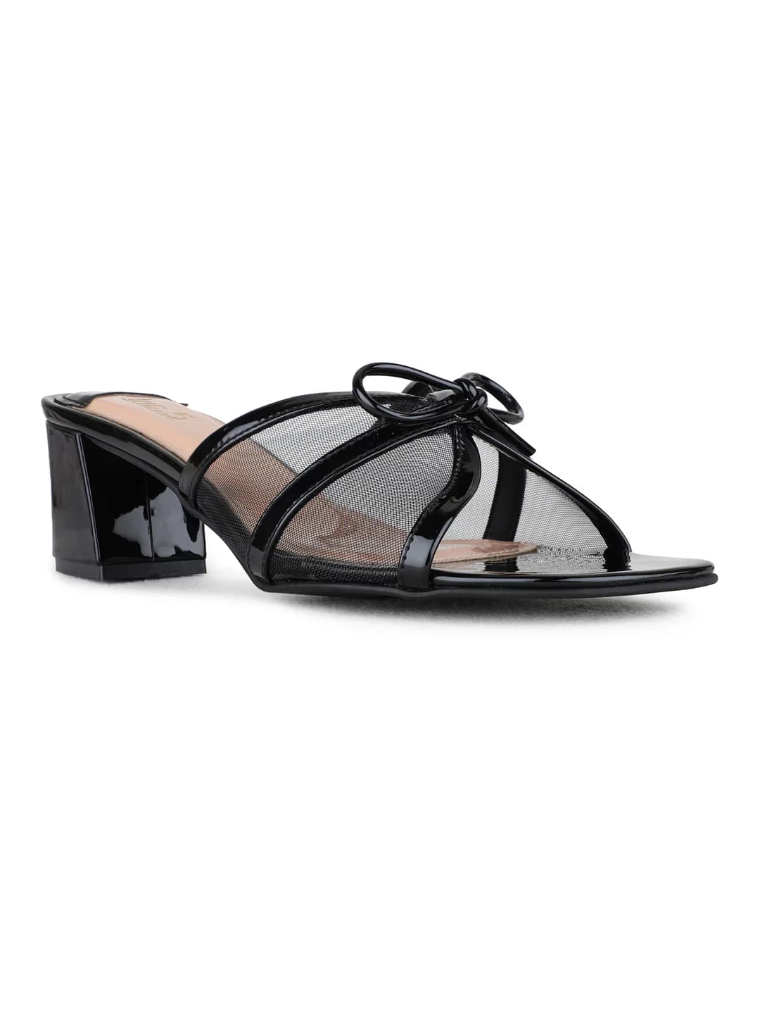 Women's Black Casual Round Toe Solid Slip-Ons Sandals