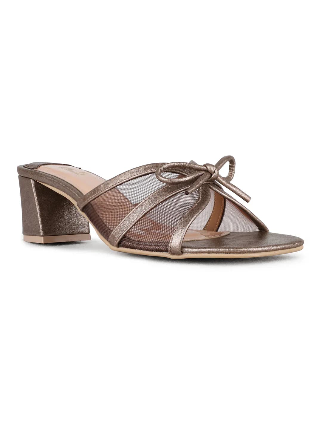 Women's Gold Casual Round Toe Solid Slip-Ons Sandals